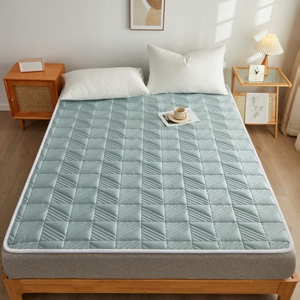 91家纺网 家纺一手货源 找家纺 祁恋婷家居 2024新款A类全棉夹棉床护垫 天空蓝