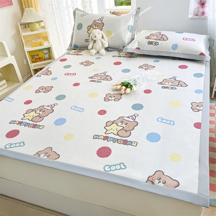 91家纺网 家纺一手货源 找家纺 欧邦 新款数码印花A类冰藤席三件套 凉席款-七彩熊