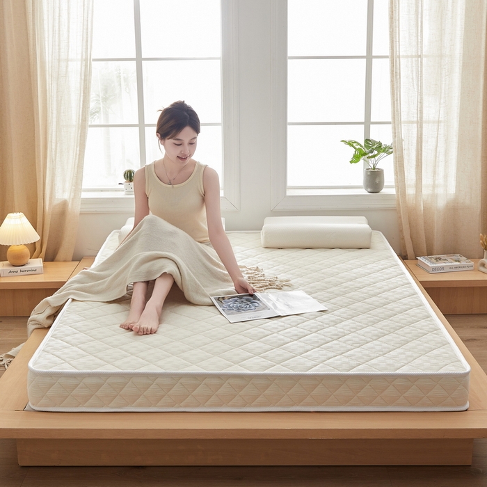 91家纺网 家纺一手货源 找家纺 祁恋婷家居 2024新款华夫格立体乳胶记忆棉床垫【床垫遮盖物】 象牙白 椰棕记忆棉款-5cm