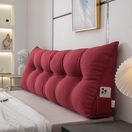 美达人 2024新款物珍珠棉亚麻三角靠背 檀心红-亚麻