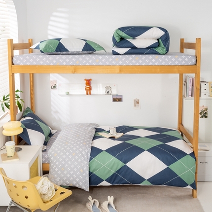 91家纺网 家纺一手货源 找家纺 （总）焱博家纺 2025新款13070全棉床笠款学生宿舍三件套