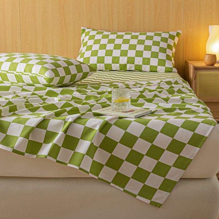 91家纺网 家纺一手货源 找家纺 鑫钰 2024新款全棉老粗布床单  菲颂-绿