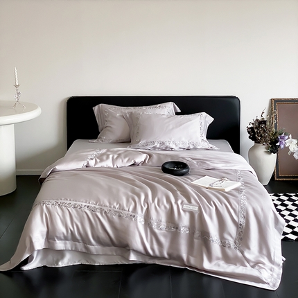 MIU缪家居 2024新款80支兰精天丝轻奢四件套系列-小豹纹（有同款夏被四件套） 灰