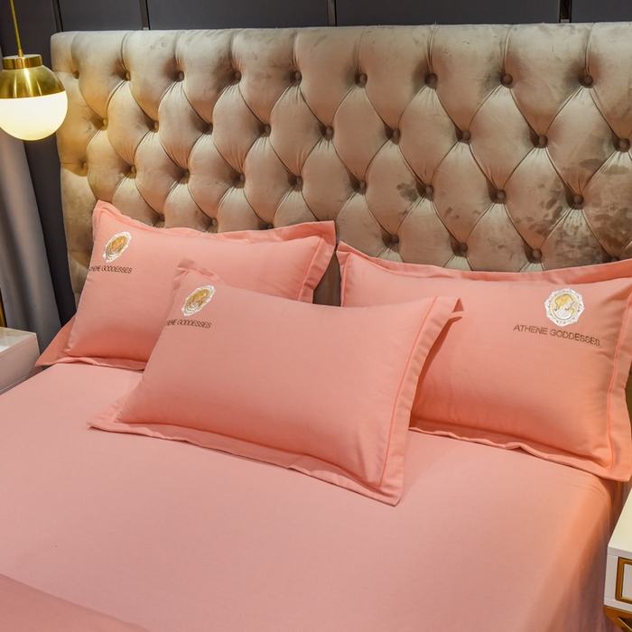 91家纺网 家纺一手货源 找家纺 艾迪尚家纺 2025新款纯色生态磨毛绣花单枕套 艾薇儿-玉色