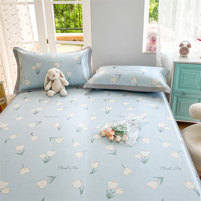 91家纺网 家纺一手货源 找家纺 欧邦 新款数码印花A类冰藤席三件套 床笠款-郁金香