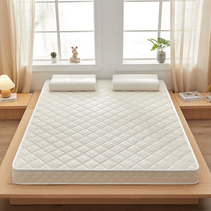 91家纺网 家纺一手货源 找家纺 祁恋婷家居 2024新款华夫格立体乳胶记忆棉床垫【床垫遮盖物】 象牙白 乳胶记忆棉款-5cm