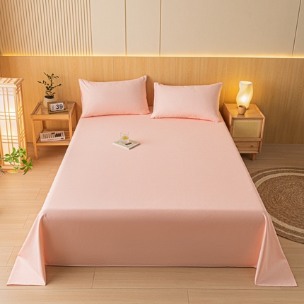 91家纺网 家纺一手货源 找家纺 鑫钰 2024新款全棉老粗布床单  月白-粉