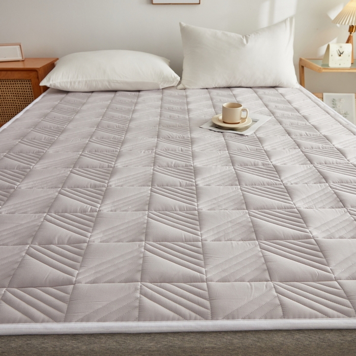 91家纺网 家纺一手货源 找家纺 祁恋婷家居 2024新款A类全棉夹棉床护垫 月光灰