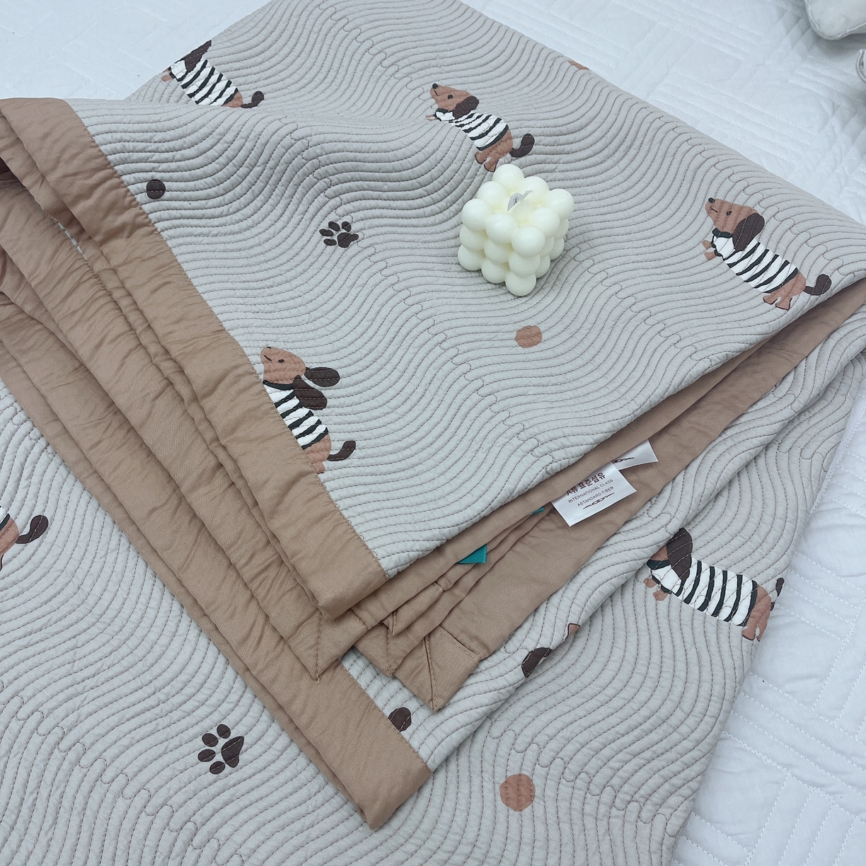 91家纺网 家纺一手货源 找家纺 暖居 2024新款莫代尔砂洗凉感双面天丝单件床盖可铺可盖骨头狗