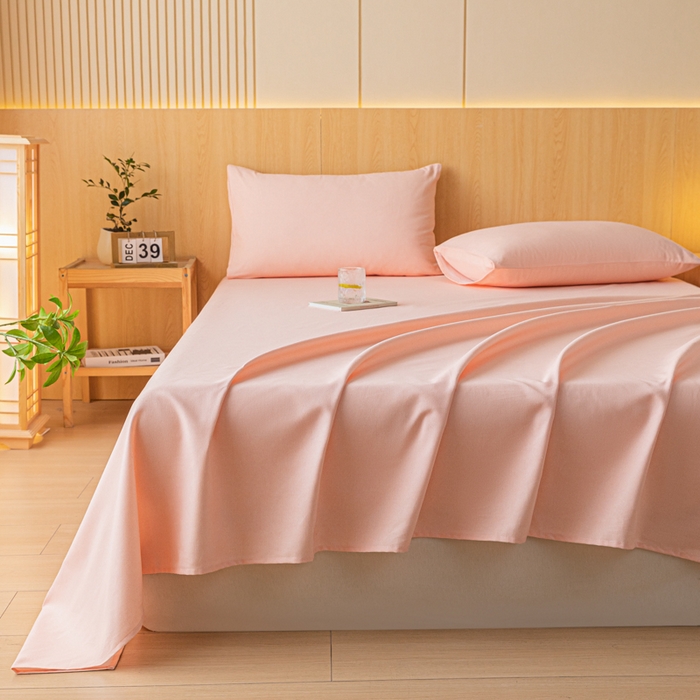 91家纺网 家纺一手货源 找家纺 鑫钰 2024新款全棉老粗布床单  月白-粉