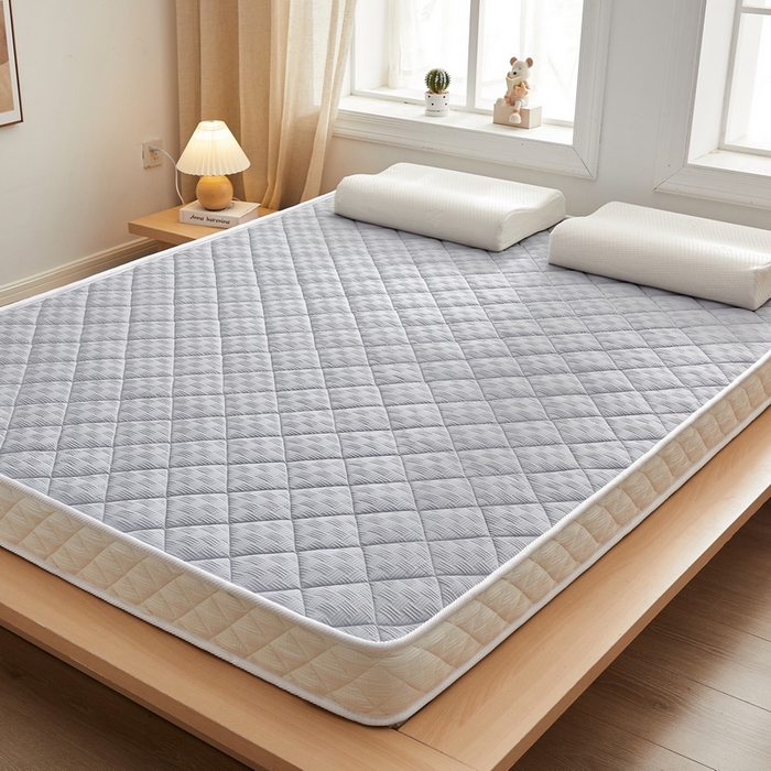 91家纺网 家纺一手货源 找家纺 祁恋婷家居 2024新款华夫格立体乳胶记忆棉床垫【床垫遮盖物】 月光灰 乳胶记忆棉款-9cm