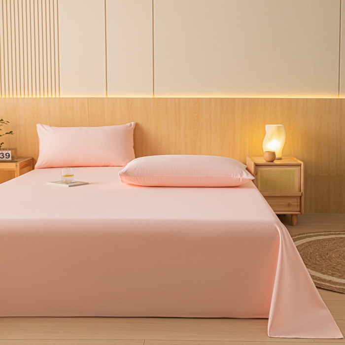 91家纺网 家纺一手货源 找家纺 鑫钰 2024新款全棉老粗布床单  月白-粉