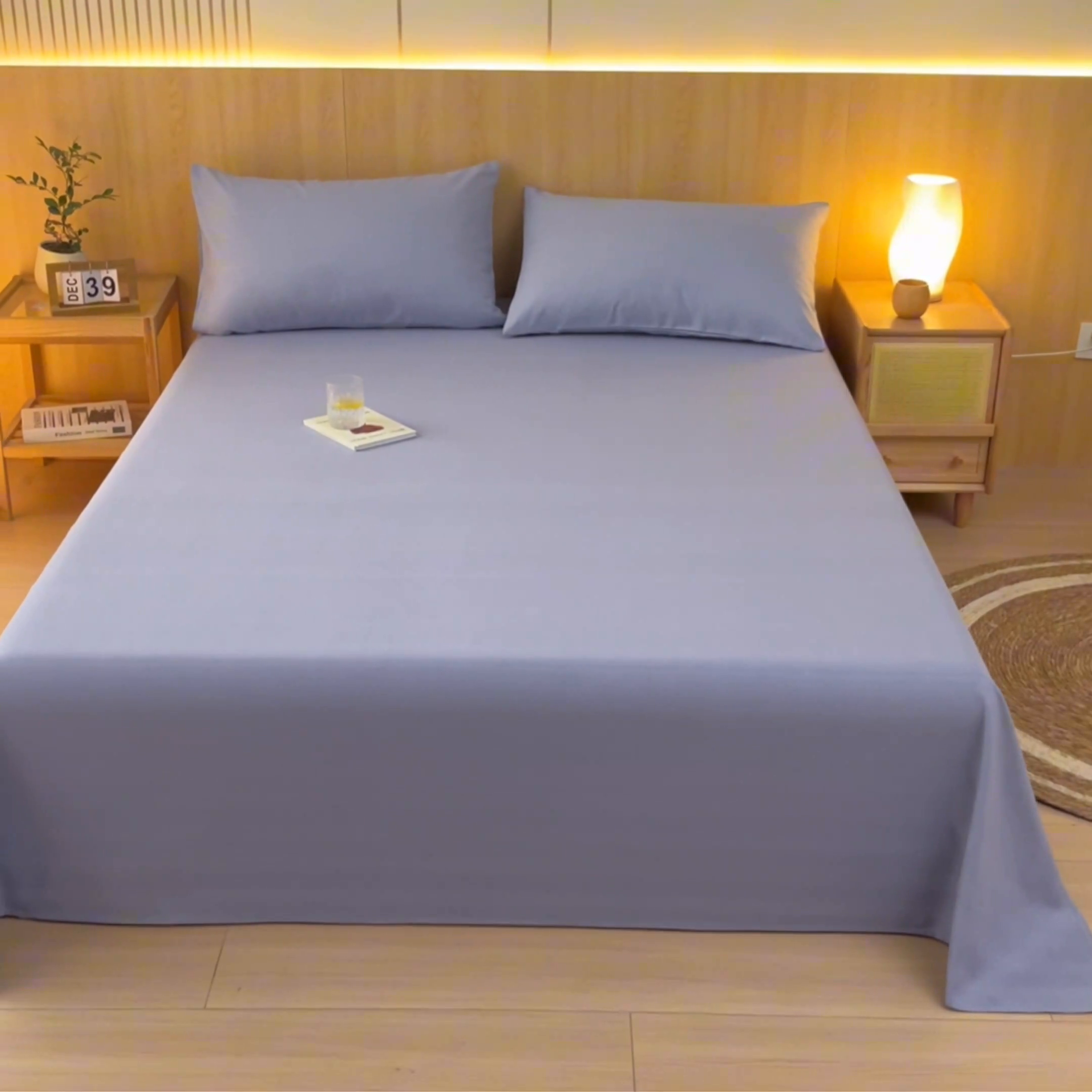 91家纺网 家纺一手货源 找家纺 鑫钰 2024新款全棉老粗布床单  月白-蓝