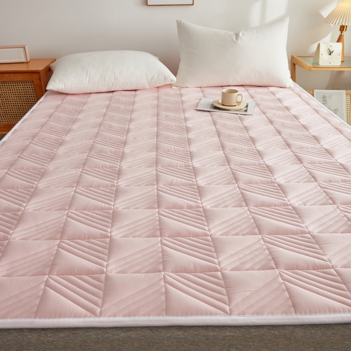 91家纺网 家纺一手货源 找家纺 祁恋婷家居 2024新款A类全棉夹棉床护垫 豆沙粉