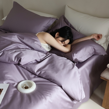 91家纺网 家纺一手货源 找家纺 （总）轩和 2024新款70支埃及匹马棉纯棉纯色四件套风格二