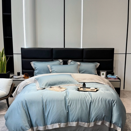 91家纺网 家纺一手货源 找家纺 （总）顾家家居 2024新款兰精天丝拼角四件套-暮光