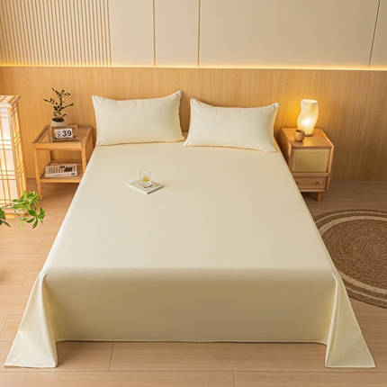 鑫钰 2024新款全棉老粗布床单  月白-白