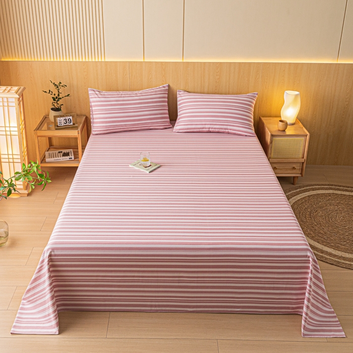 91家纺网 家纺一手货源 找家纺 鑫钰 2024新款全棉老粗布床单  素彩-粉