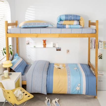 91家纺网 家纺一手货源 找家纺 （总）焱博家纺 2025新款13070全棉床笠款学生宿舍三件套