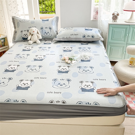 91家纺网 家纺一手货源 找家纺 欧邦 新款数码印花A类冰藤席三件套 床笠款-酷盖熊