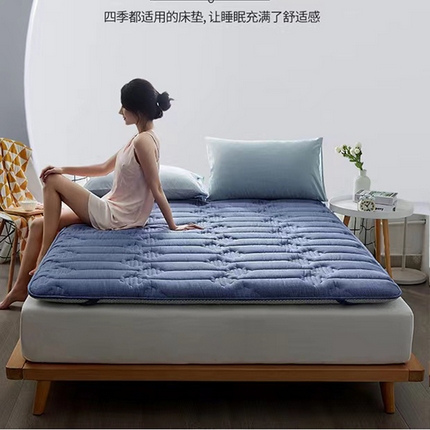 红淳家纺 2024新款全棉床垫学生宿舍床褥家用床垫子 蓝色全棉透气床垫