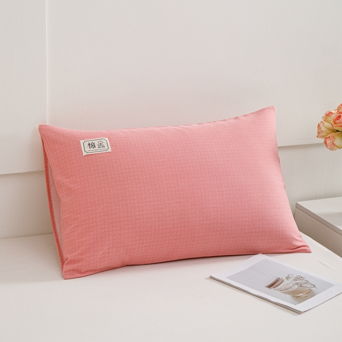 91家纺网 家纺一手货源 找家纺 宝时兰 2024新款纯色单枕套全棉加厚生态喷气磨毛纯棉口袋枕套 纯色-粉玉