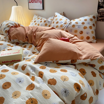 91家纺网 家纺一手货源 找家纺 （总）阿曼达 2024春夏直播新款母婴级泡泡m皱皱纱水洗m印花四件套