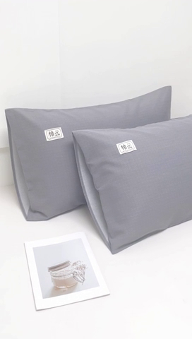 91家纺网 家纺一手货源 找家纺 宝时兰 2024新款纯色单枕套全棉加厚生态喷气磨毛纯棉口袋枕套 纯色-灰色