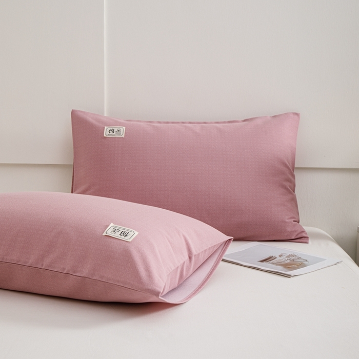 91家纺网 家纺一手货源 找家纺 宝时兰 2024新款纯色单枕套全棉加厚生态喷气磨毛纯棉口袋枕套 纯色-豆沙粉