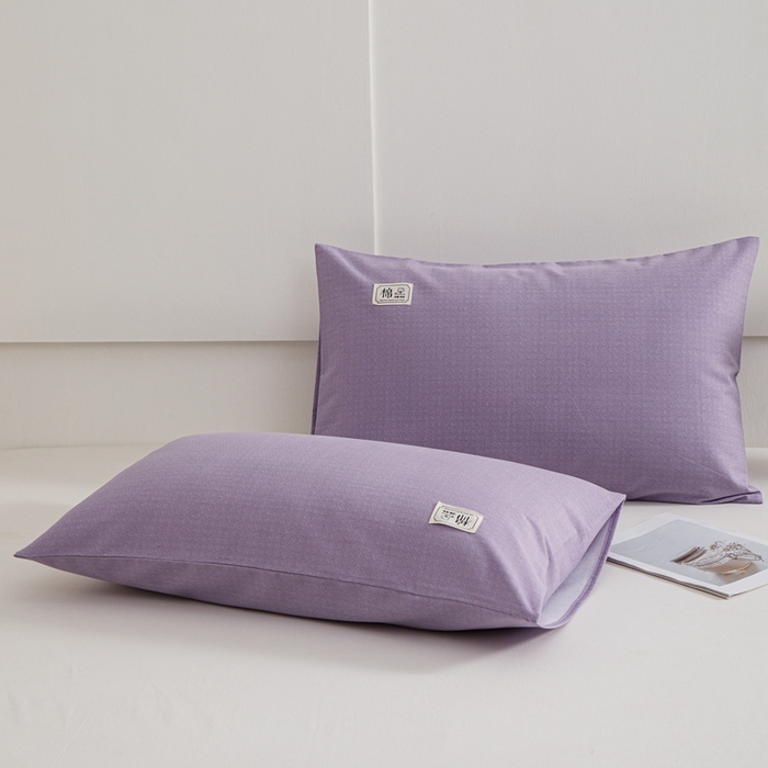91家纺网 家纺一手货源 找家纺 宝时兰 2024新款纯色单枕套全棉加厚生态喷气磨毛纯棉口袋枕套 纯色-紫色