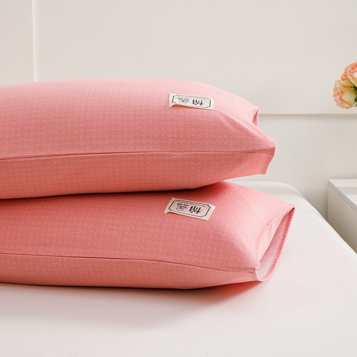 91家纺网 家纺一手货源 找家纺 宝时兰 2024新款纯色单枕套全棉加厚生态喷气磨毛纯棉口袋枕套 纯色-粉玉