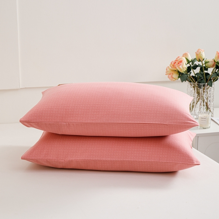 91家纺网 家纺一手货源 找家纺 宝时兰 2024新款纯色单枕套全棉加厚生态喷气磨毛纯棉口袋枕套 纯色-粉玉