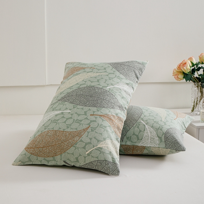 91家纺网 家纺一手货源 找家纺 宝时兰 2024新款纯色单枕套全棉加厚生态喷气磨毛纯棉口袋枕套 印花-庭叶