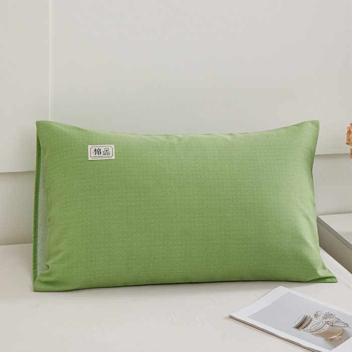 91家纺网 家纺一手货源 找家纺 宝时兰 2024新款纯色单枕套全棉加厚生态喷气磨毛纯棉口袋枕套 纯色-浅绿