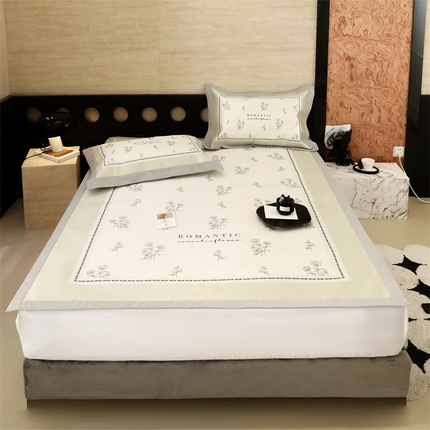 橘滋 2024新款轻奢简约法式数码印花冰丝凉席-场景二 芮萩-绿