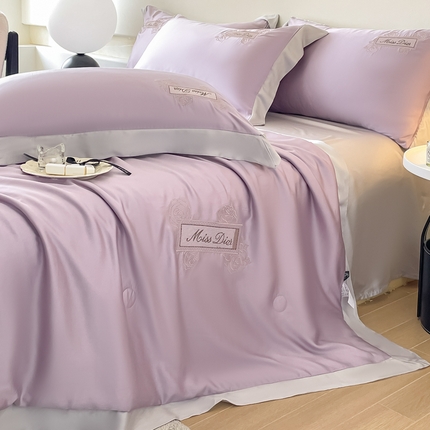 91家纺网 家纺一手货源 找家纺 （总）绘萱 2025热款绣花水洗天丝夏被四件套水洗真丝夏被冰丝夏凉被空调被-丹妮