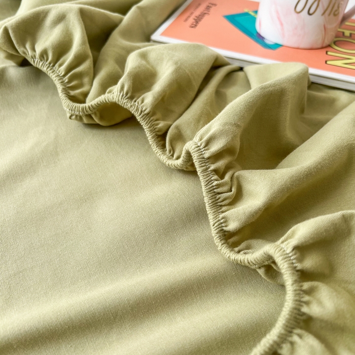 91家纺网 家纺一手货源 找家纺 米粒家纺 2024新款纯色磨毛床笠 巴黎绿