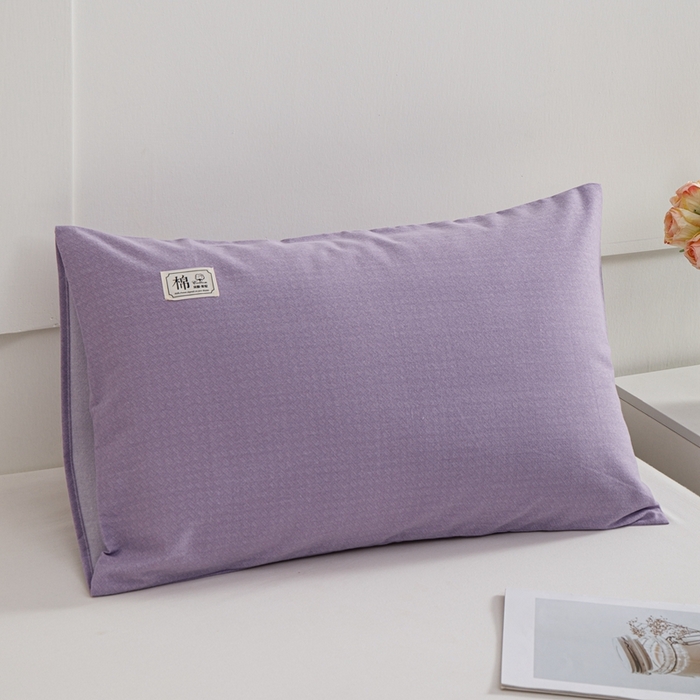 91家纺网 家纺一手货源 找家纺 宝时兰 2024新款纯色单枕套全棉加厚生态喷气磨毛纯棉口袋枕套 纯色-紫色