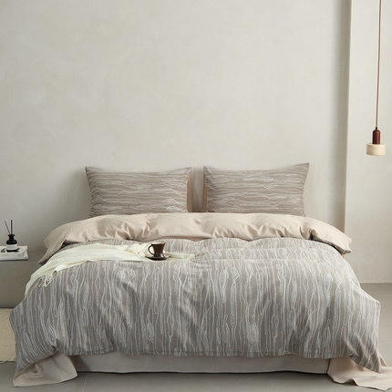 91家纺网 家纺一手货源 找家纺 （总）原研家居 2024新款全棉色织提花人字纹系列四件套