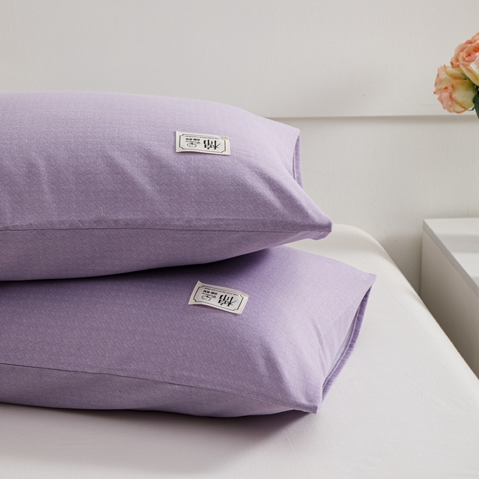 91家纺网 家纺一手货源 找家纺 宝时兰 2024新款纯色单枕套全棉加厚生态喷气磨毛纯棉口袋枕套 纯色-紫色