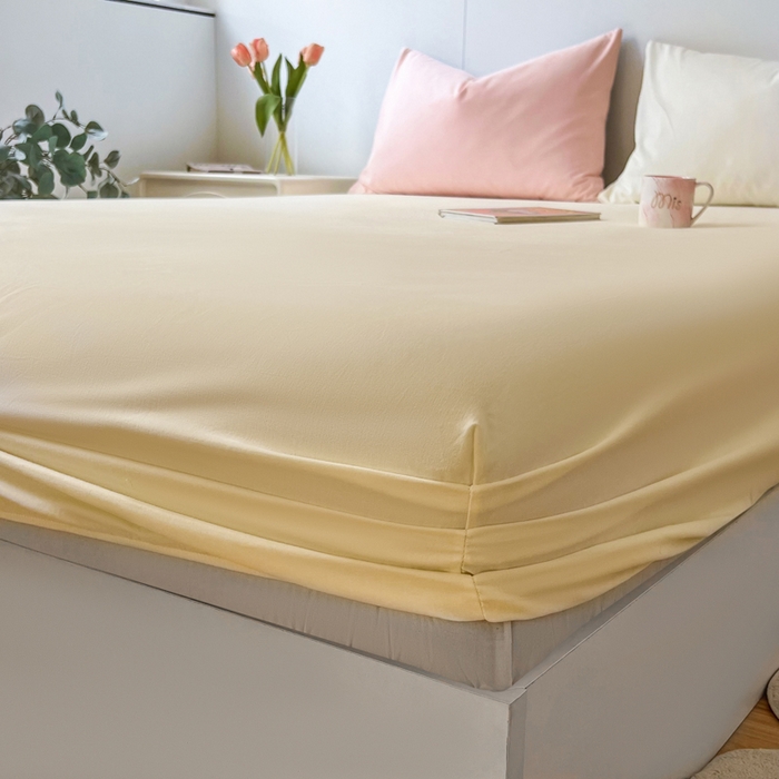 91家纺网 家纺一手货源 找家纺 米粒家纺 2024新款纯色磨毛床笠 奶白