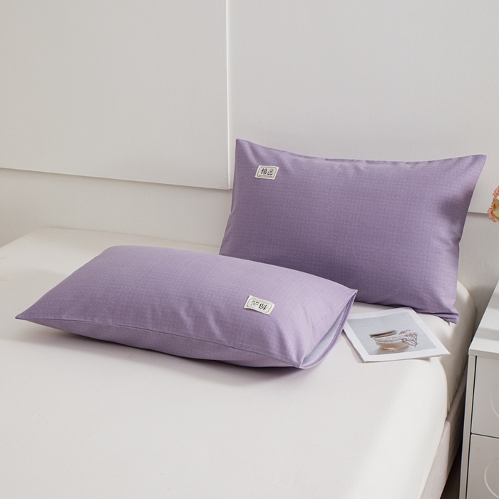 91家纺网 家纺一手货源 找家纺 宝时兰 2024新款纯色单枕套全棉加厚生态喷气磨毛纯棉口袋枕套 纯色-紫色