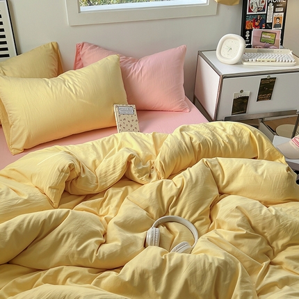 91家纺网 家纺一手货源 找家纺 （总）阿曼达 2024新款ins博主风ins奶油风简约轻奢混搭水洗m四件套