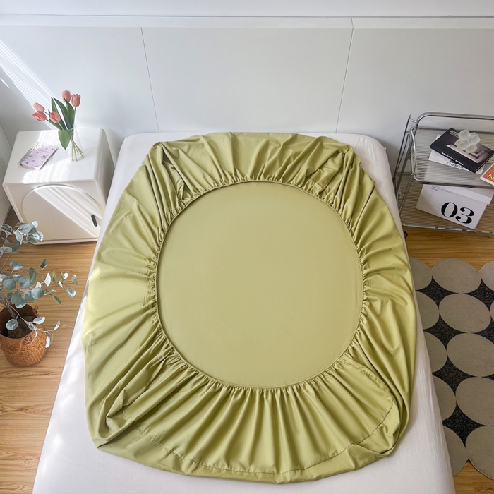 91家纺网 家纺一手货源 找家纺 米粒家纺 2024新款纯色磨毛床笠 巴黎绿