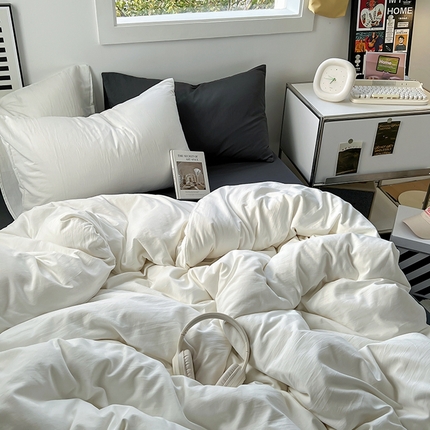 91家纺网 家纺一手货源 找家纺 （总）阿曼达 2024新款ins博主风ins奶油风简约轻奢混搭水洗m四件套