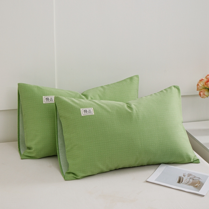 91家纺网 家纺一手货源 找家纺 宝时兰 2024新款纯色单枕套全棉加厚生态喷气磨毛纯棉口袋枕套 纯色-浅绿