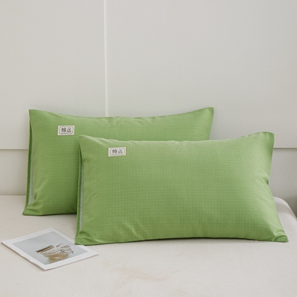 宝时兰 2024新款纯色单枕套全棉加厚生态喷气磨毛纯棉口袋枕套 纯色-浅绿