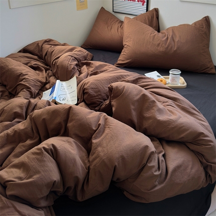 91家纺网 家纺一手货源 找家纺 （总）阿曼达2024新款ins博主风纯色黑色混搭学生四件套-禁止焦虑