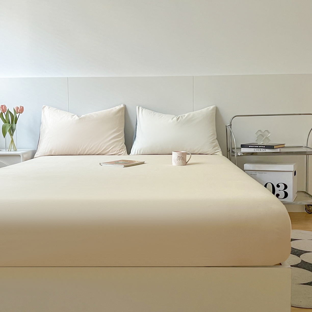 91家纺网 家纺一手货源 找家纺 米粒家纺 2024新款纯色磨毛床笠 咖