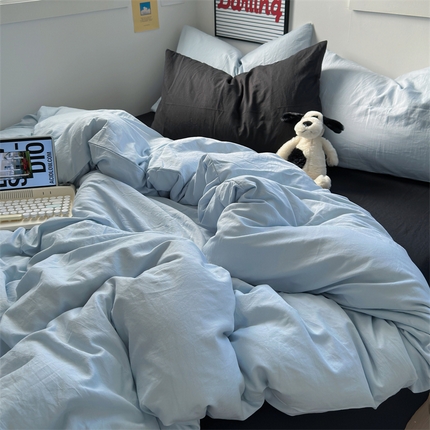 91家纺网 家纺一手货源 找家纺 （总）阿曼达2024新款ins博主风纯色黑色混搭学生四件套-禁止焦虑